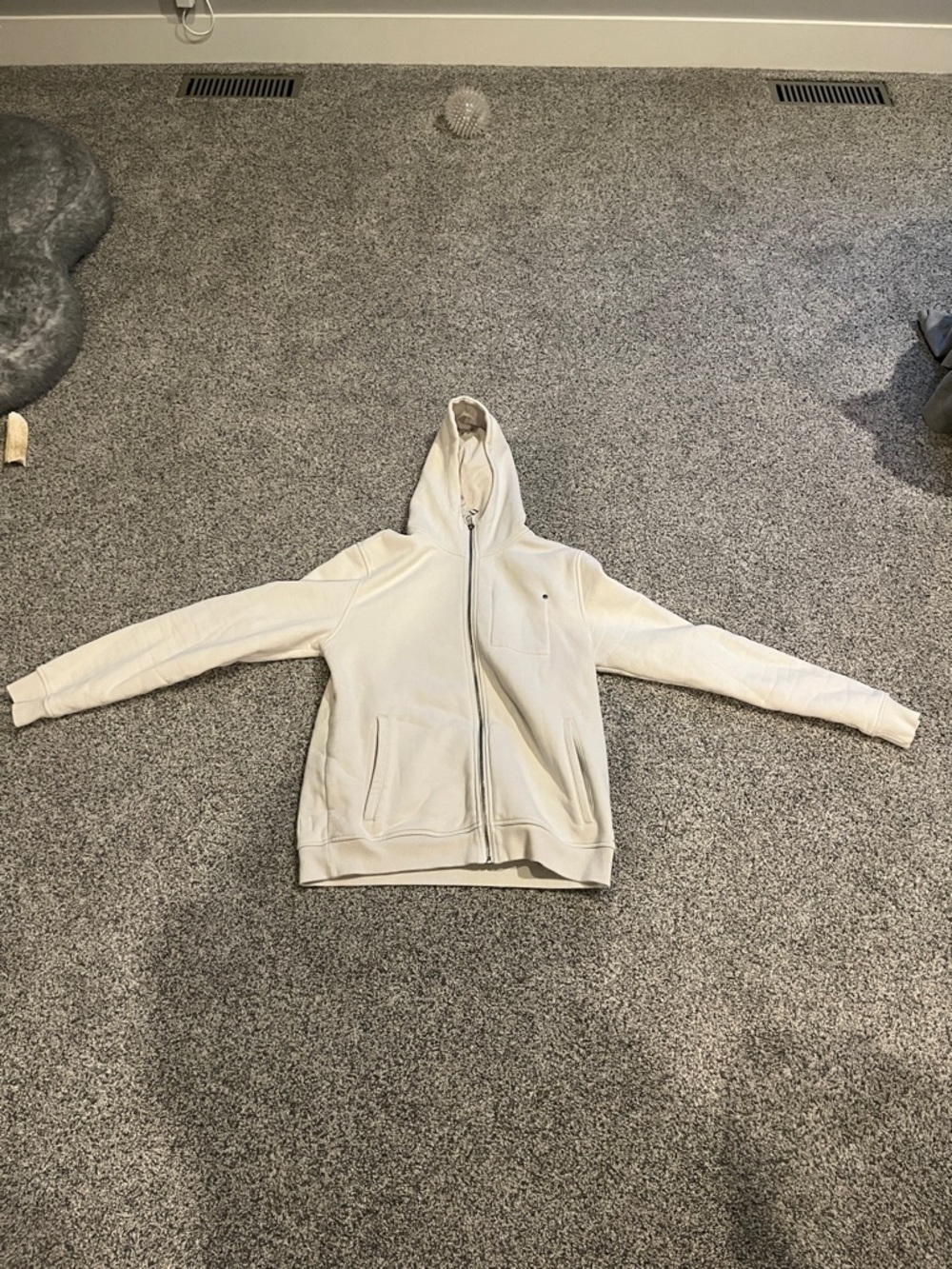 Lightweight Cream Hooded Zip-Up Shirt Jacket